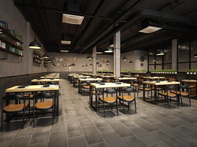 工业风格餐饮店3D模型下载